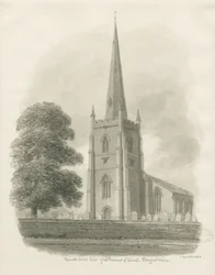Brewood Church: sepiateckning, 1843