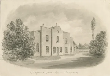 Brewood Grammar School: sepiateckning, nd [c 1842] (teckning)