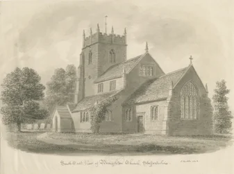 Broughton Church: sepiateckning, 1843