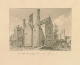 Buckinghamshire - Chenies Hall: sepiateckning