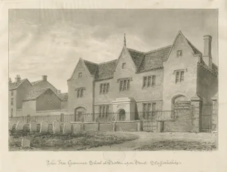 Burton-upon-Trent - Grammar School: sepiateckning