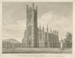 Burton-upon-Trent - Holy Trinity Church: sepiateckning, 1839