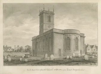 Burton-upon-Trent - Old Church: sepiateckning