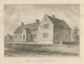 Caverswall Village - Gamla hus: sepiateckning