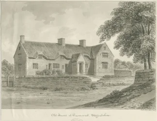 Caverswall Village - Gamla hus: sepiateckning, 1840