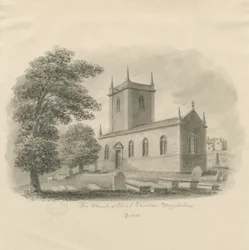Chapel Chorlton Church: sepiateckning