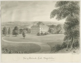 Cheddleton - Ashcombe Hall: sepiateckning, 1844