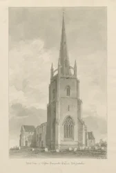 Clifton Campville Church: sepiateckning, 1838