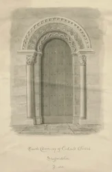 Codsall Church - South Doorway: sepiateckning