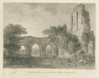 Croxden Abbey: sepiateckning