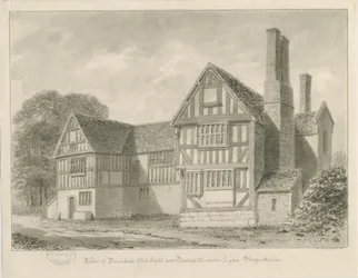 Dimsdale Old Hall: sepiateckning, 1841