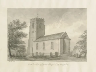 Drayton Bassett Church: sepiateckning, 1848