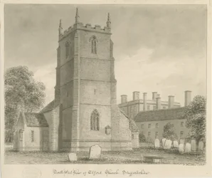Elford Church: sepiateckning, 1838