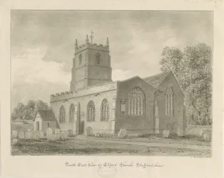 Elford Church: sepiateckning, 1838