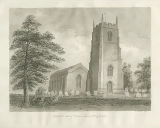 Ellastone Church: sepiateckning, 1847