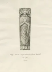 Enville Church - Effigy: sepiateckning