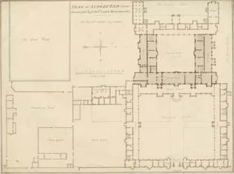 Essex - Audley End - Plan: sepiateckning, 1815