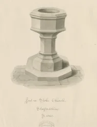 Font Stoke-upon-Trent Church: sepiateckning