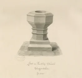 Typsnitt i Audley Church: sepiateckning, 1840