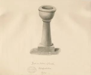 Typsnitt i Acton Trussell Church: sepiateckning, 1841