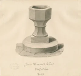 Typsnitt i Alstonfield Church: sepiateckning