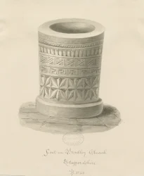 Typsnitt i Bradley Church: sepiateckning, 1842