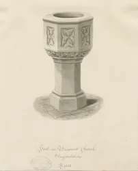 Typsnitt i Brewood Church: sepiateckning