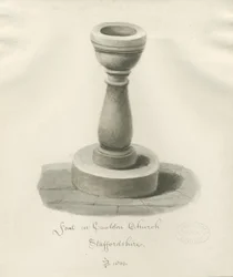 Typsnitt i Cauldon Church: sepiateckning