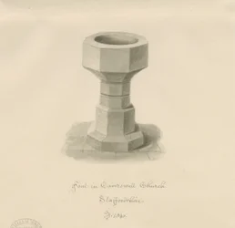Typsnitt i Caverswall Church: sepiateckning, 1840