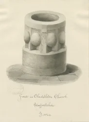 Typsnitt i Cheddleton Church: sepiateckning, 1844
