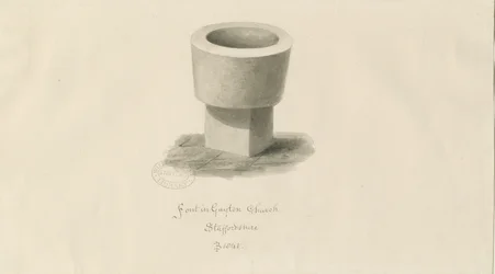 Typsnitt i Gayton Church: sepiateckning