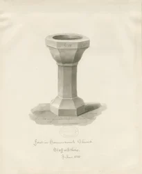 Typsnitt i Hammerwich Church: sepiateckning, juni 1843 (ritning)