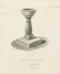 Typsnitt i Norbury Church: sepiatvättteckning