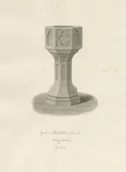 Typsnitt i Rolleston Church: sepiateckning, 1848