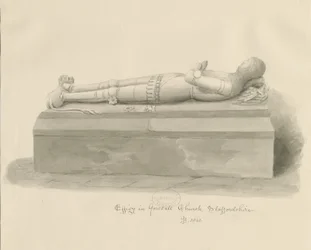 Gnosall Church - Effigy: tvättteckning
