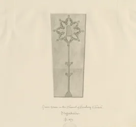 Hanbury Church - Gravsten: sepiateckning