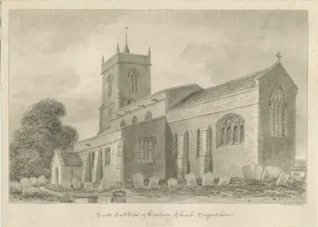 Hanbury Church: sepiatvättteckning