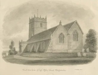 High Offley Church: sepiateckning