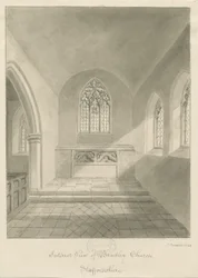 Interiör av Bradley Church: sepiateckning, 1842