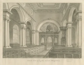 Interiör av Ingestre kyrka: sepiateckning