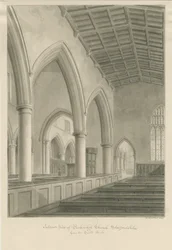 Interiör av Penkridge Church: sepiateckning