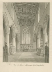 Interiör av Penkridge Church: sepiateckning