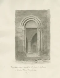 Interiör av Standon Church: sepiateckning, 24 maj 1847 (ritning)
