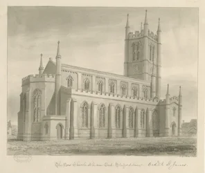 Lane End - New Church: sepiateckning