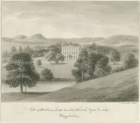 Purjolök - Ball Haye Hall: sepiateckning, 1844