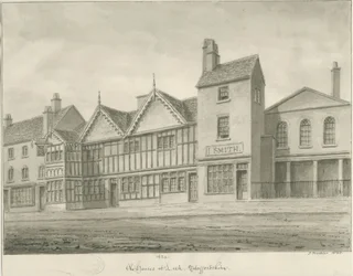 Leek Town - Gamla hus: sepiateckning, 1844