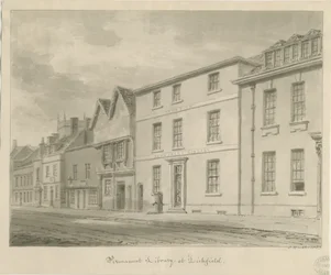 Lichfield - Bibliotek: sepiateckning, 1833