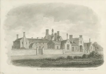Lichfield - Union Workhouse: sepiateckning