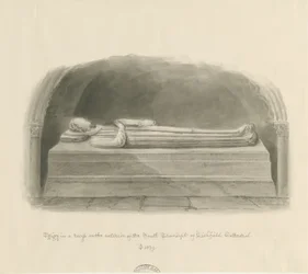 Lichfield Cathedral - Effigy [okänd person]: sepiateckning