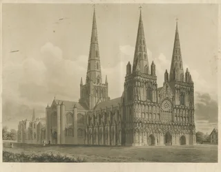 Lichfield Cathedral - North West View: akvatintgravyr, nd [1807]